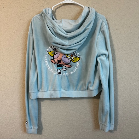 Dolls Kill X Powerpuff Girls Hoodie Zip Up Hooded Velour Sweatshirt Bubbles - Picture 8 of 10
